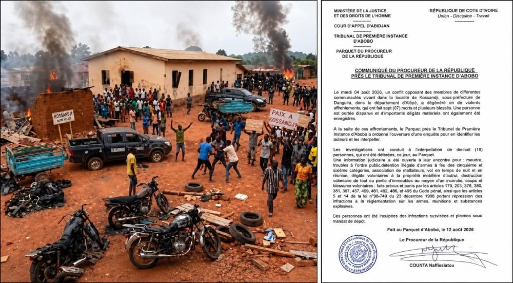 ATTAQUE DE KOSSANDJI : 7 MORTS, 18 PERSONNES ARRETEES ET INCULPEES, LE PROCUREUR OUVRE UNE ENQUETE